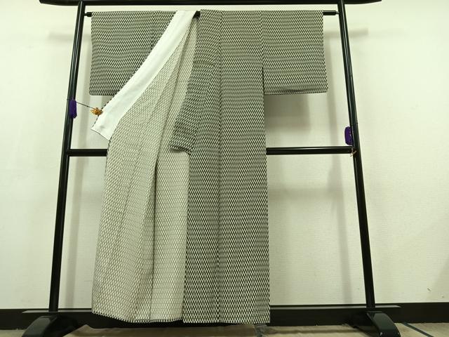 平和屋着物▽上質な小紋 単衣 蚊絣 正絹 逸品 AABC7493jh