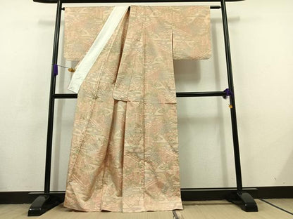 平和屋着物▽本場大島紬 単衣 風景吉祥花文 正絹 逸品 AABC7495jh