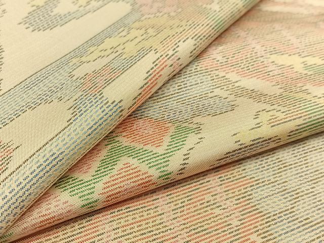 平和屋着物▽本場大島紬 単衣 風景吉祥花文 正絹 逸品 AABC7495jh