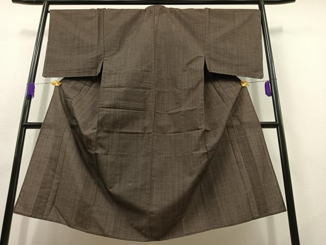 平和屋着物▽男性 紬 単衣 縞 正絹 逸品 AABC7496jh