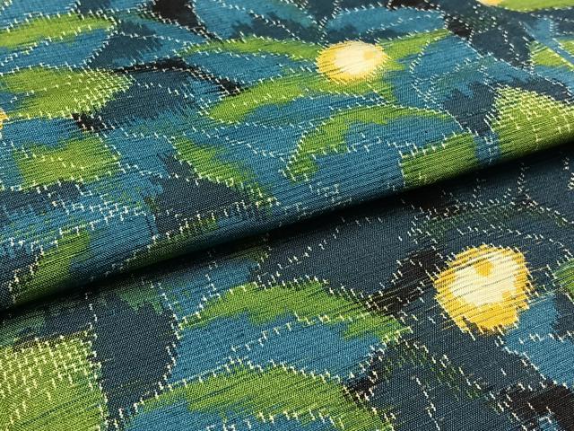 平和屋着物▽紘雅紬 単衣 草花文 反端付き 正絹 逸品 AABC7498jh