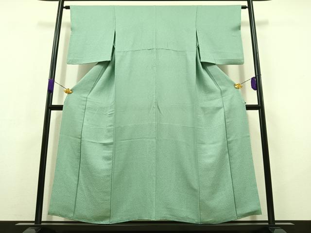 平和屋着物▽上質な色無地 単衣 錆青磁色 正絹 逸品 AABC7500jh