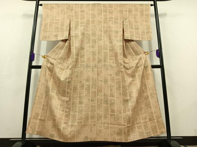 平和屋着物▽小紋 単衣 草花文 洗える着物 AABC7501jh