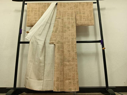 平和屋着物▽小紋 単衣 草花文 洗える着物 AABC7501jh
