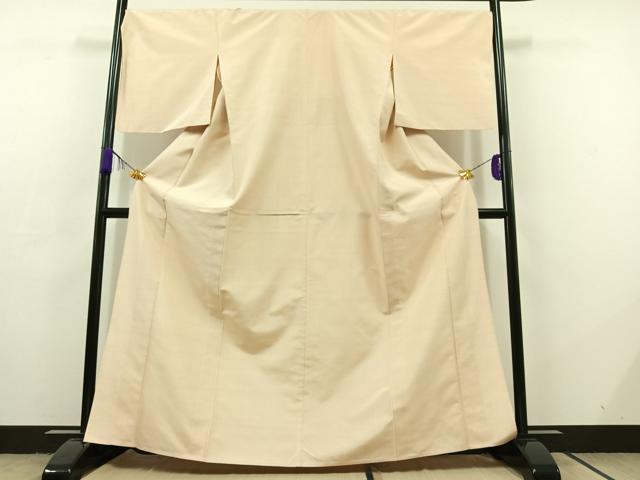平和屋着物▽上質な紬 単衣 薄卵色 正絹 逸品 AABC7504jh