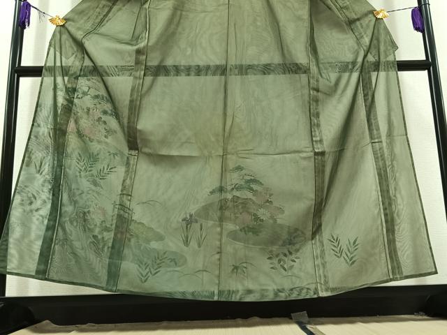平和屋着物▽訪問着 無双 紗袷 紗×紗 風景花文 銀彩 正絹 逸品 AABC7508jh