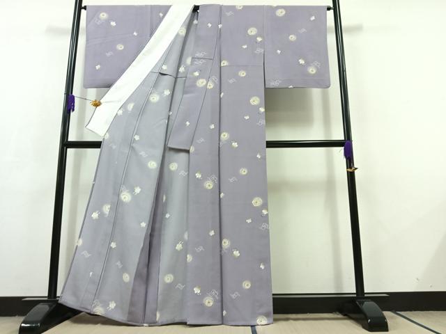 平和屋着物▽上質な小紋 単衣 舞花文 正絹 逸品 AABC7509jh