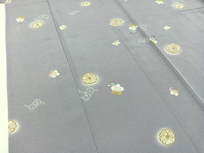 平和屋着物▽上質な小紋 単衣 舞花文 正絹 逸品 AABC7509jh