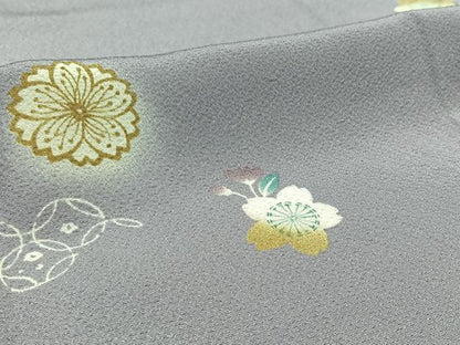 平和屋着物▽上質な小紋 単衣 舞花文 正絹 逸品 AABC7509jh