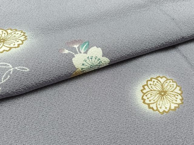 平和屋着物▽上質な小紋 単衣 舞花文 正絹 逸品 AABC7509jh