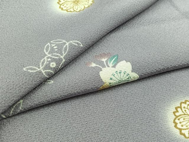 平和屋着物▽上質な小紋 単衣 舞花文 正絹 逸品 AABC7509jh
