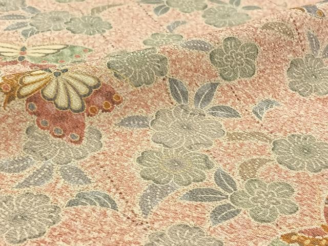 平和屋着物▽洗える最高級着物 ＜英＞はなぶさ謹製 小紋 単衣 花蝶文 鬼しぼ縮緬 洗える着物 AABC7512jh