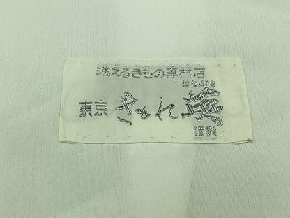 平和屋着物▽洗える最高級着物 ＜英＞はなぶさ謹製 小紋 単衣 花蝶文 鬼しぼ縮緬 洗える着物 AABC7512jh