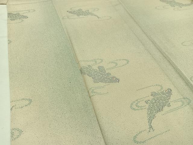 平和屋着物▽本塩沢 単衣 魚 正絹 逸品 AABC7519jh