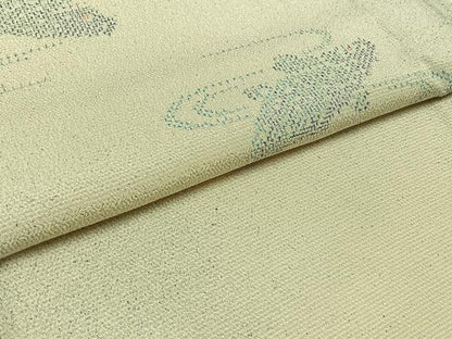 平和屋着物▽本塩沢 単衣 魚 正絹 逸品 AABC7519jh