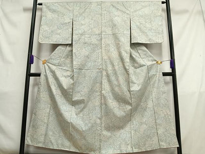平和屋着物■上質な紬　草花文　正絹　逸品　AABC7521oa