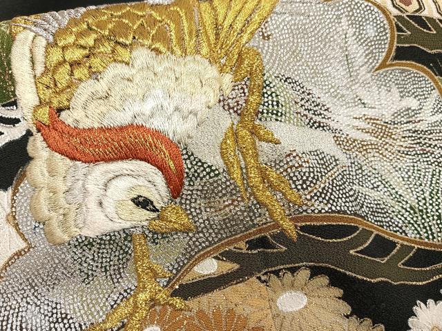 平和屋着物■豪華黒留袖　刺繍　鳳凰松文　金銀糸　金銀彩　正絹　逸品　AABC7586oa