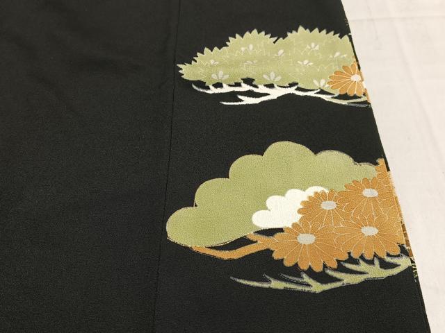 平和屋着物■豪華黒留袖　刺繍　鳳凰松文　金銀糸　金銀彩　正絹　逸品　AABC7586oa