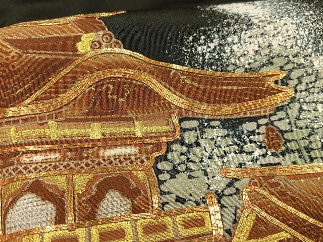 平和屋着物■豪華黒留袖　駒刺繍　風景樹林文　金銀彩　正絹　逸品　AABC7596oa