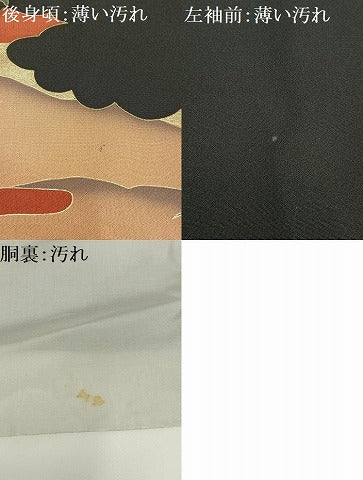 平和屋着物■豪華黒留袖　駒刺繍　花車文　金彩　正絹　逸品　AABC7613oa