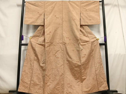 平和屋着物■上質な紬　幾何学文様　正絹　逸品　AABC7680oa
