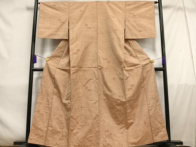 平和屋着物■上質な紬　幾何学文様　正絹　逸品　AABC7680oa