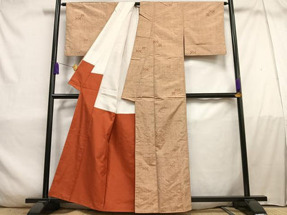 平和屋着物■上質な紬　幾何学文様　正絹　逸品　AABC7680oa