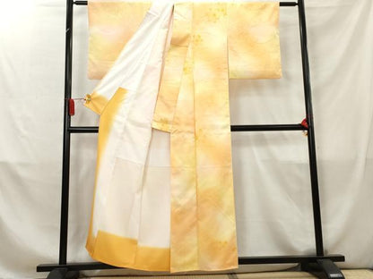 平和屋着物■小紋　地紋起こし　露芝花文　暈し染め　洗える着物　AABC7876cs