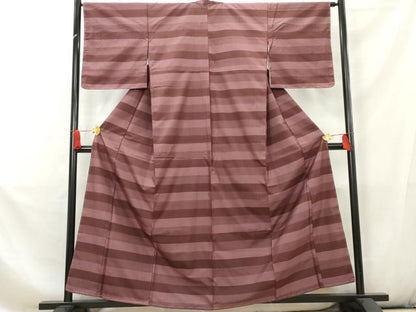 平和屋着物■上質な紬　横段文　正絹　逸品　未使用　AABC7967cs