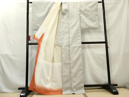 平和屋着物■お召　横段文　正絹　逸品　AABC7991cs