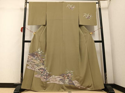 平和屋着物●訪問着 友禅 鏡裏花文 金彩 正絹 逸品 AABC8018ph