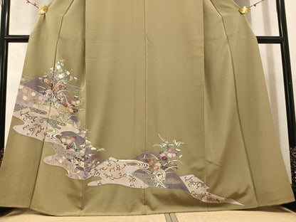 平和屋着物●訪問着 友禅 鏡裏花文 金彩 正絹 逸品 AABC8018ph