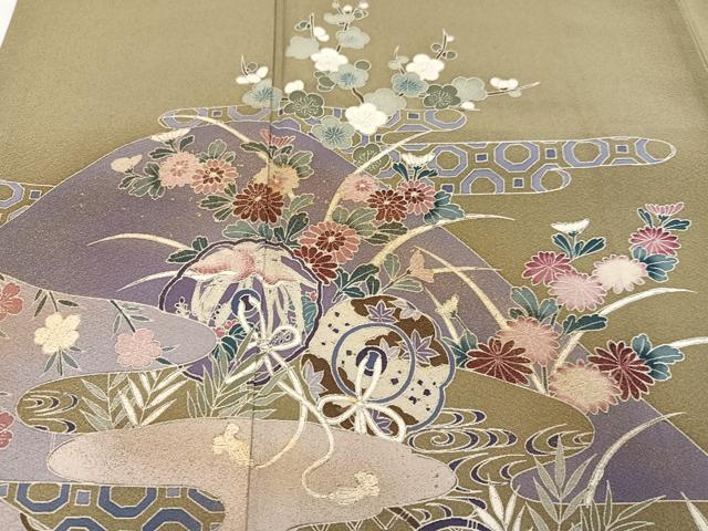 平和屋着物●訪問着 友禅 鏡裏花文 金彩 正絹 逸品 AABC8018ph
