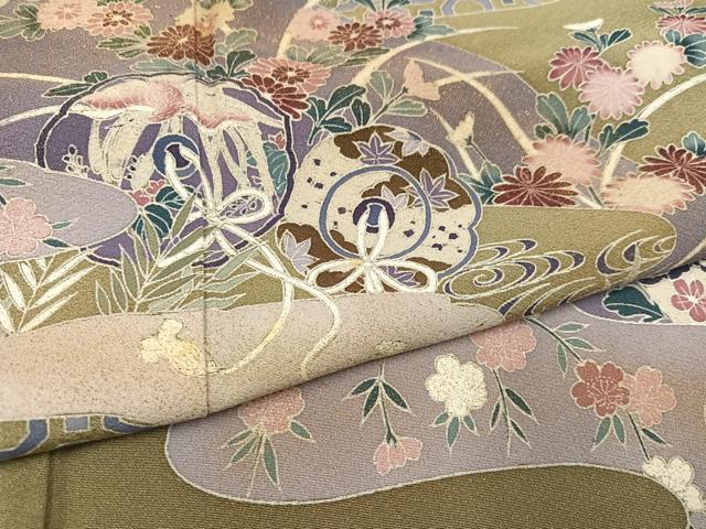 平和屋着物●訪問着 友禅 鏡裏花文 金彩 正絹 逸品 AABC8018ph