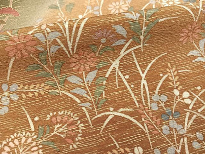 平和屋着物●訪問着 駒刺繍 草花文 暈し染め 金彩 正絹 逸品 AABC8034ph