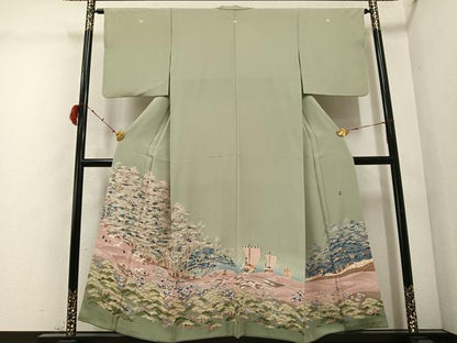 平和屋着物●本場加賀友禅作家　杉浦伸 　色留袖　人物草木舟　南蛮船　暈し染め　正絹　逸品　AABC8038ph