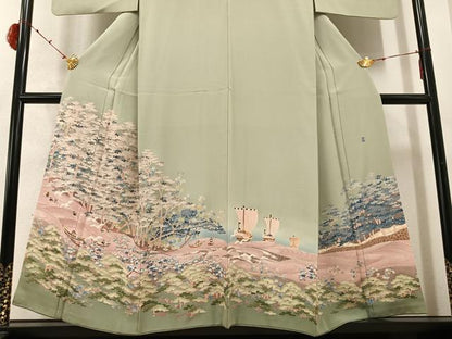 平和屋着物●本場加賀友禅作家　杉浦伸 　色留袖　人物草木舟　南蛮船　暈し染め　正絹　逸品　AABC8038ph