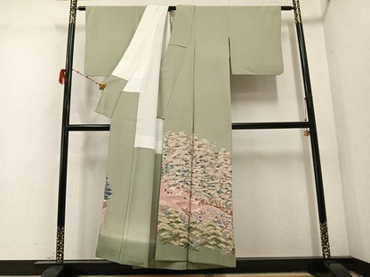 平和屋着物●本場加賀友禅作家　杉浦伸 　色留袖　人物草木舟　南蛮船　暈し染め　正絹　逸品　AABC8038ph