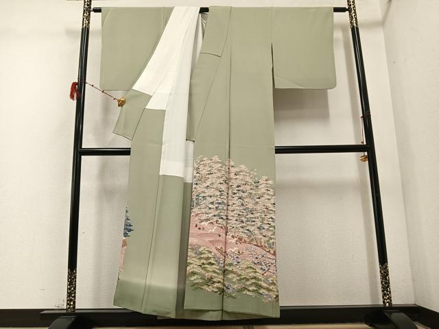 平和屋着物●本場加賀友禅作家　杉浦伸 　色留袖　人物草木舟　南蛮船　暈し染め　正絹　逸品　AABC8038ph