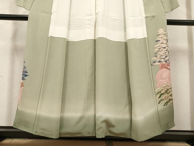 平和屋着物●本場加賀友禅作家　杉浦伸 　色留袖　人物草木舟　南蛮船　暈し染め　正絹　逸品　AABC8038ph