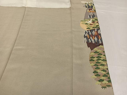 平和屋着物●豪華色留袖　作家物　風景樹林文　鳥　正絹　逸品　AABC8045ph