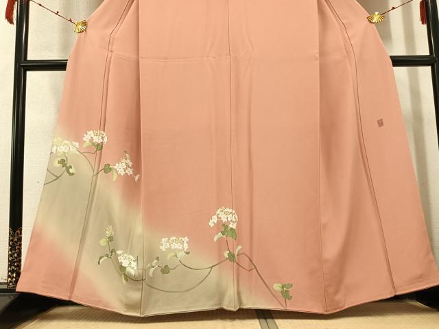 平和屋着物●訪問着　友禅　作家物　枝花文　暈し染め　正絹　逸品　AABC8047ph