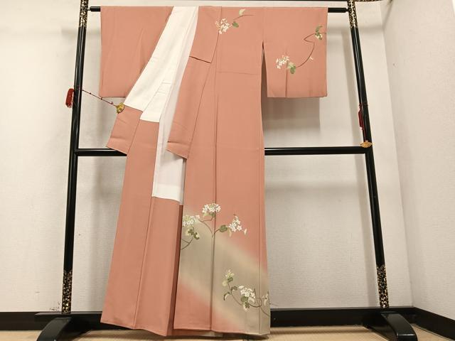 平和屋着物●訪問着　友禅　作家物　枝花文　暈し染め　正絹　逸品　AABC8047ph