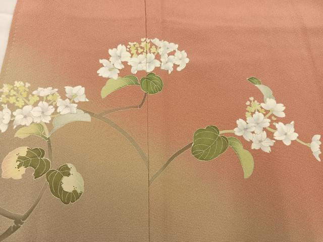 平和屋着物●訪問着　友禅　作家物　枝花文　暈し染め　正絹　逸品　AABC8047ph