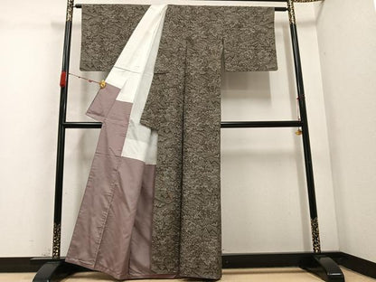 平和屋着物●上質な紬　風景樹林文　正絹　逸品　AABC8051ph
