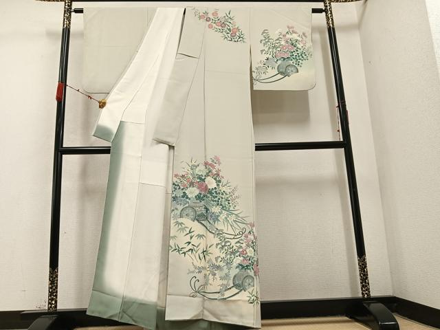 平和屋着物●訪問着　作家物　花車文　暈し染め　正絹　逸品　AABC8052ph