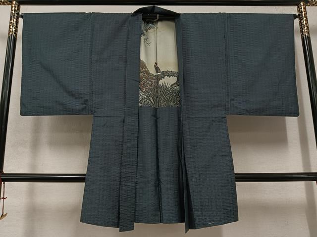 平和屋着物●男性　本場大島紬　アンサンブル　亀甲絣　正絹　逸品　AABC8059ph
