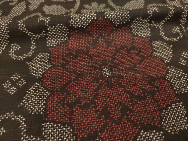 平和屋着物●本場大島紬 一元7マルキ 花唐草文 正絹 逸品 未使用 AABC8081ck