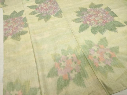 平和屋着物●本場結城紬 重要無形文化財 100亀甲 紫陽花 モロ入り 正絹 逸品 未使用 AABC8082ck
