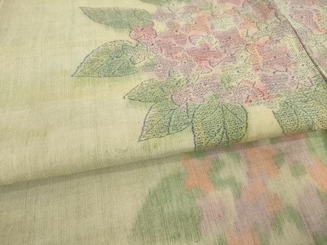 平和屋着物●本場結城紬 重要無形文化財 100亀甲 紫陽花 モロ入り 正絹 逸品 未使用 AABC8082ck